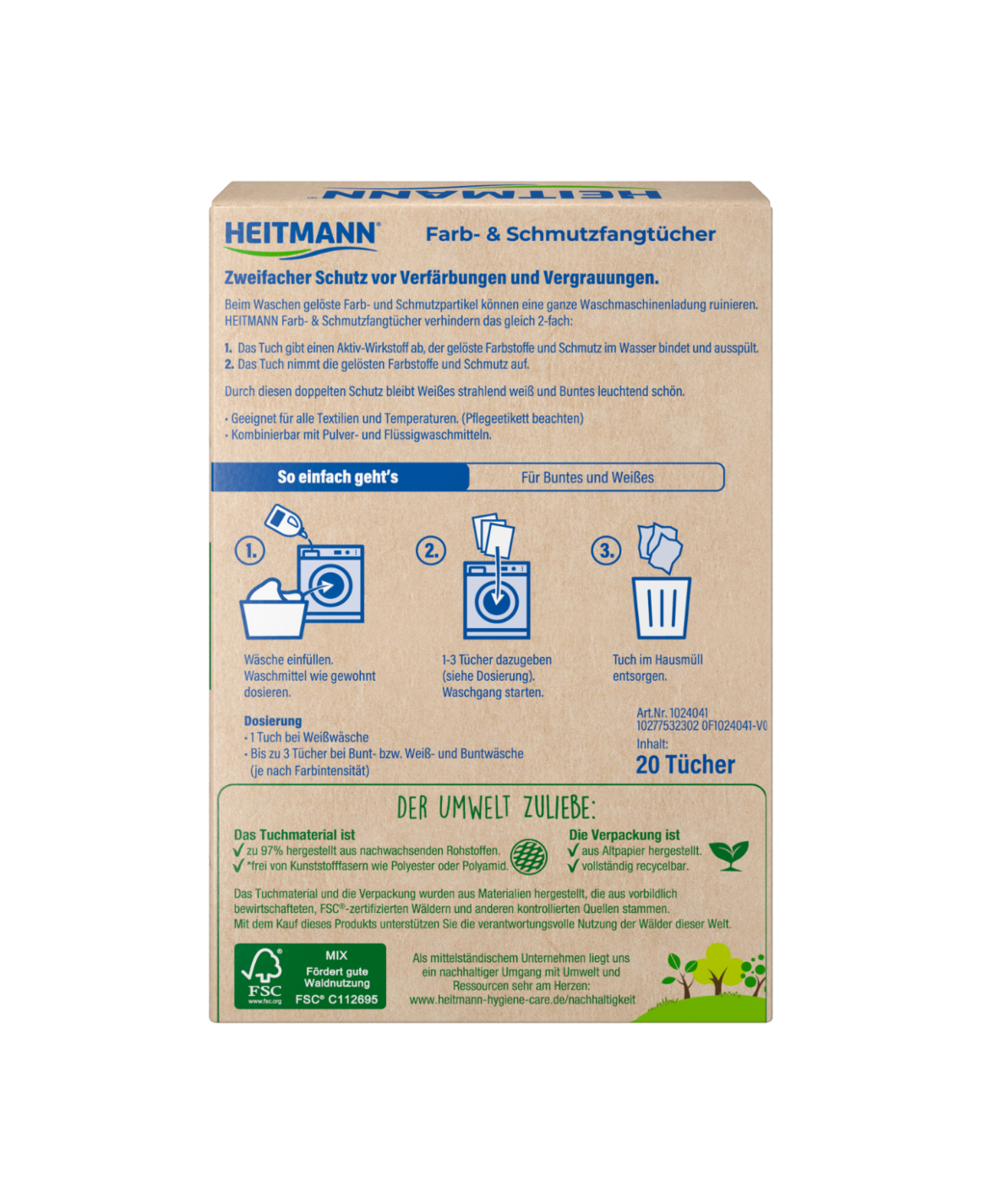 HEITMANN Farb- und Schmutzfangtücher, 20 Stück, FSC Mix