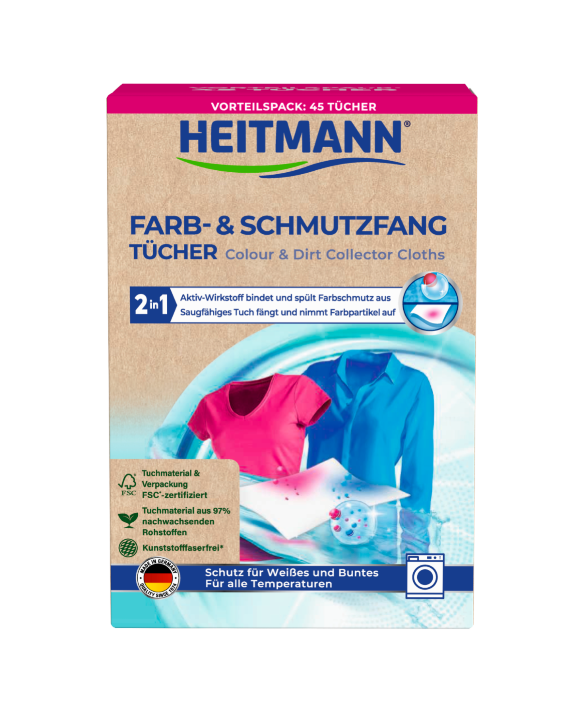 HEITMANN Farb- und Schmutzfangtücher, 45 Stück, FSC Mix