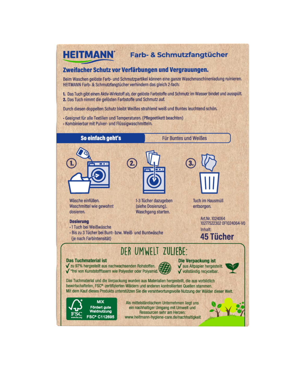 HEITMANN Farb- und Schmutzfangtücher, 45 Stück, FSC Mix