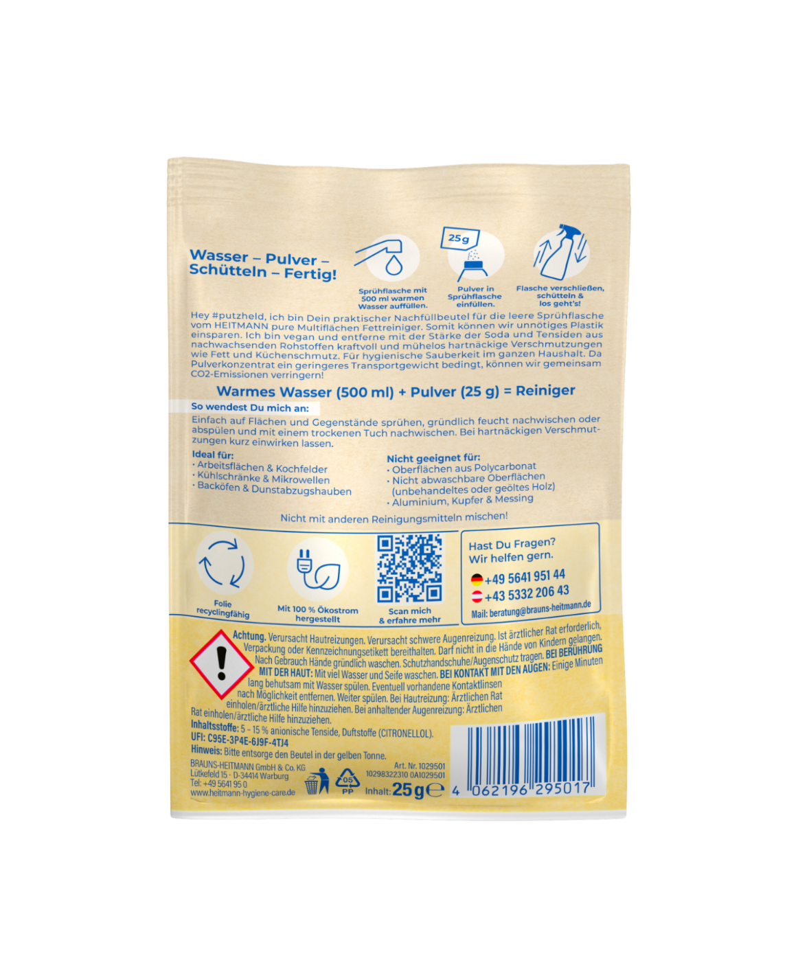 HEITMANN pure Multiflächen Fettreiniger 25 g Nachfüllbeutel 