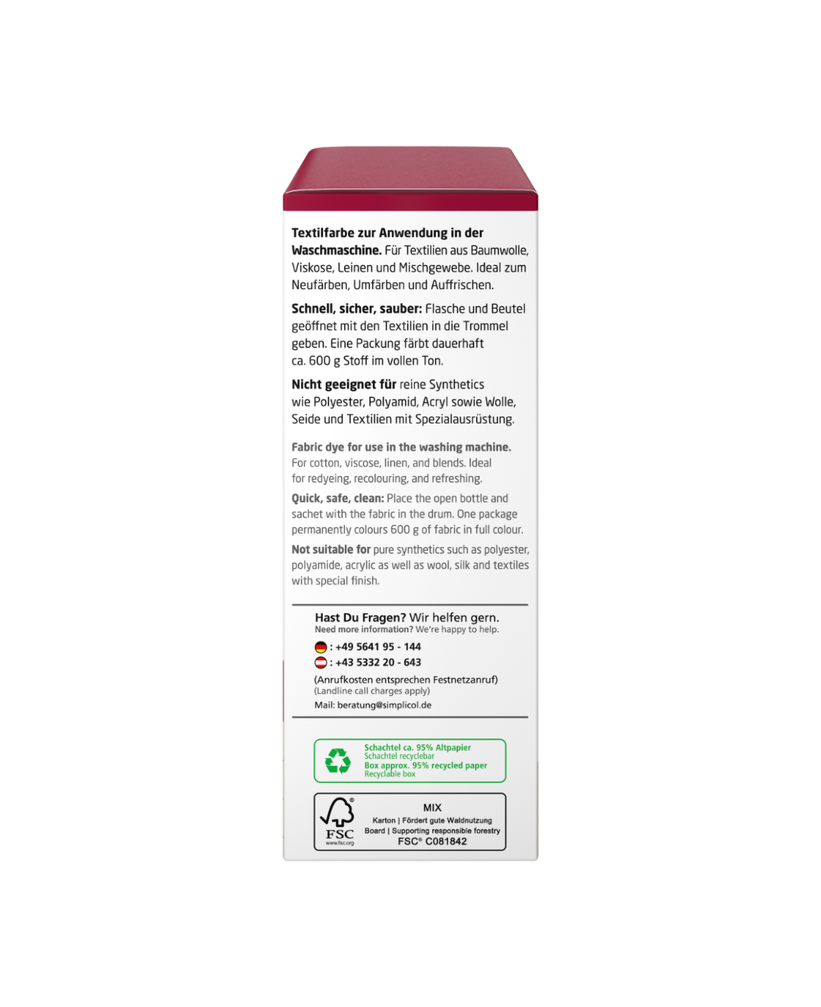 simplicol Textilfarbe intensiv Rubin-Rot