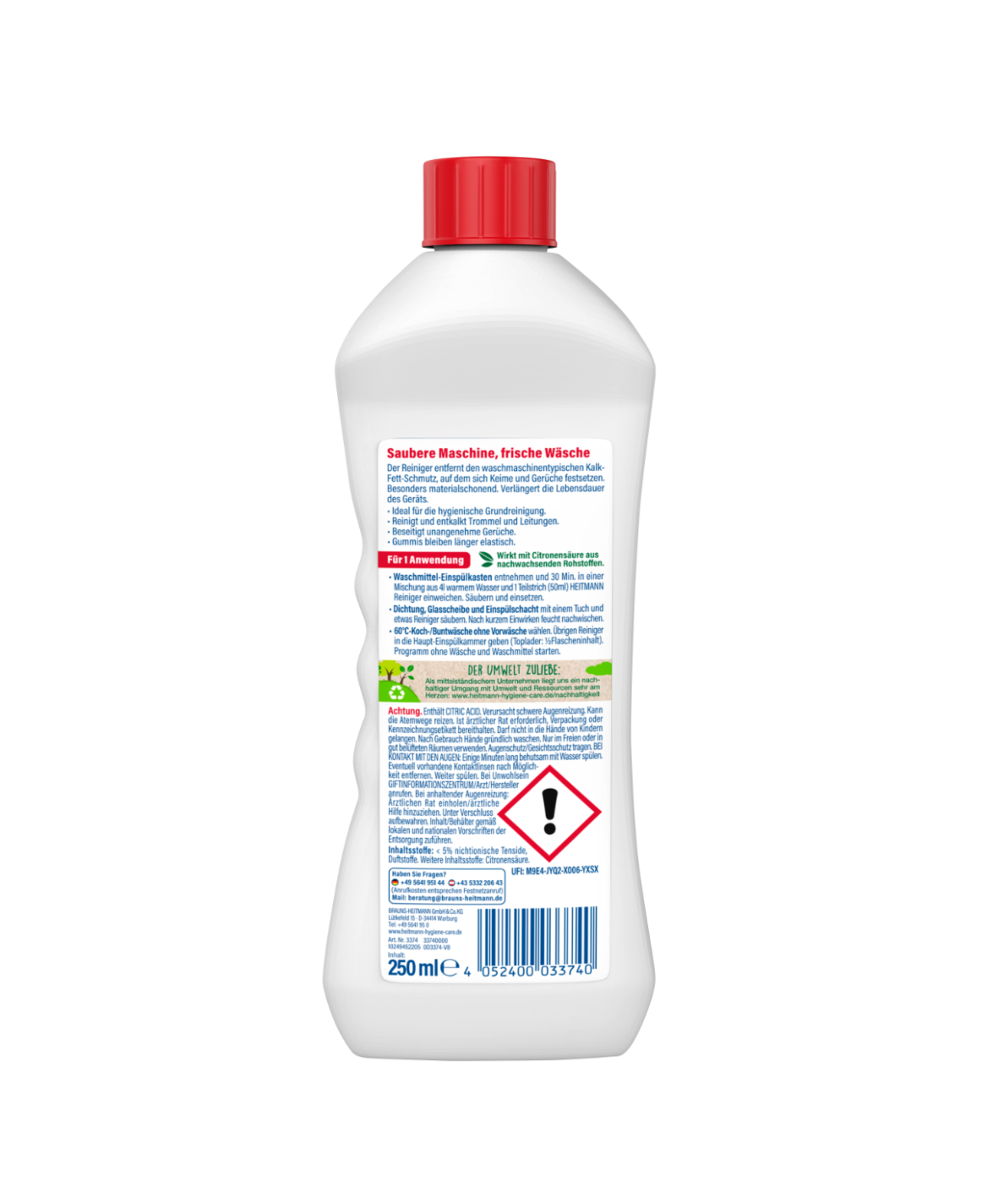 HEITMANN Waschmaschinen Hygiene-Reiniger 3 in 1 250 ml