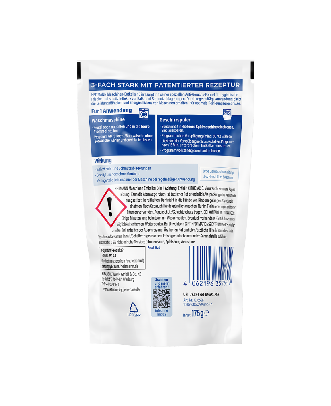 HEITMANN Maschinen Entkalker 3 in 1, 175 g