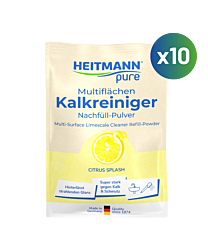 HEITMANN pure Multiflächen Kalkreiniger 25 g, 10er Pack