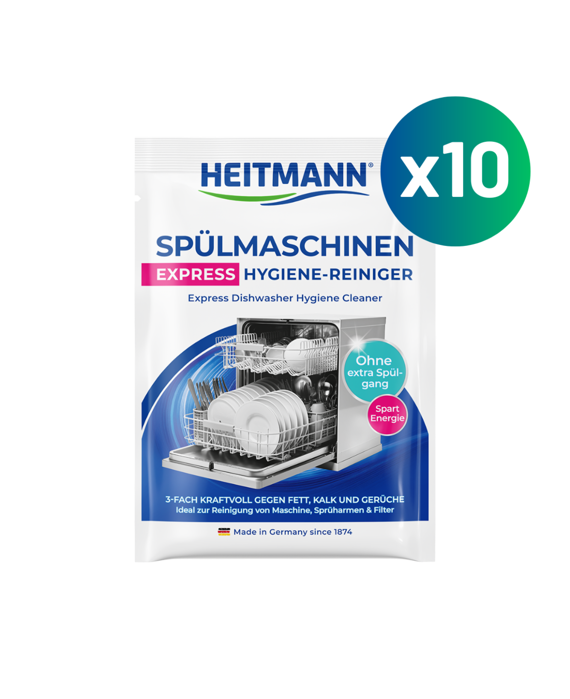 HEITMANN Express Dishwasher Hygiene Cleaner 30 g 10-Pack