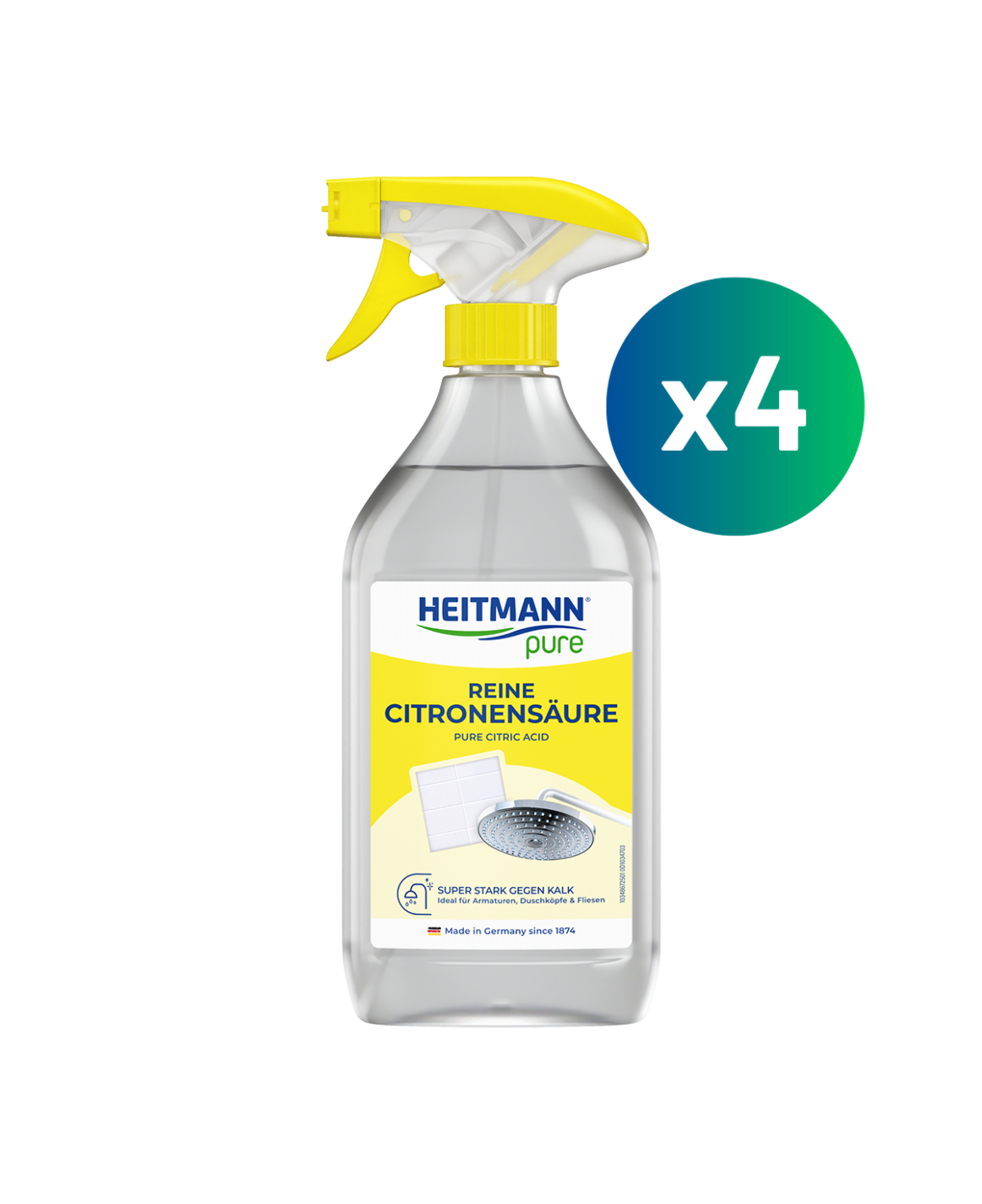 HEITMANN pure Reine Citronensäure Spray 500 ml, 4er Pack