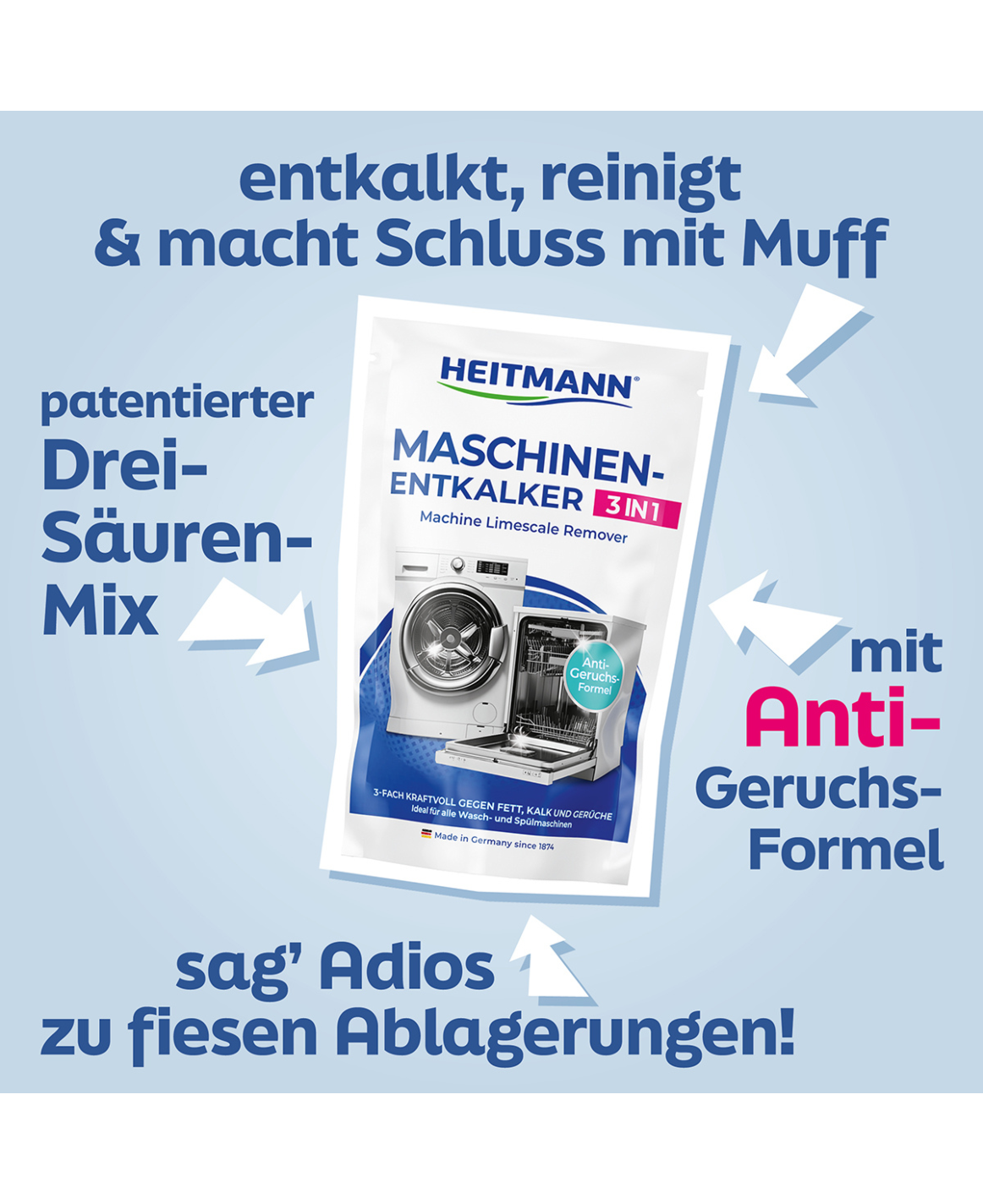 HEITMANN Maschinen Entkalker 3 in 1, 175 g