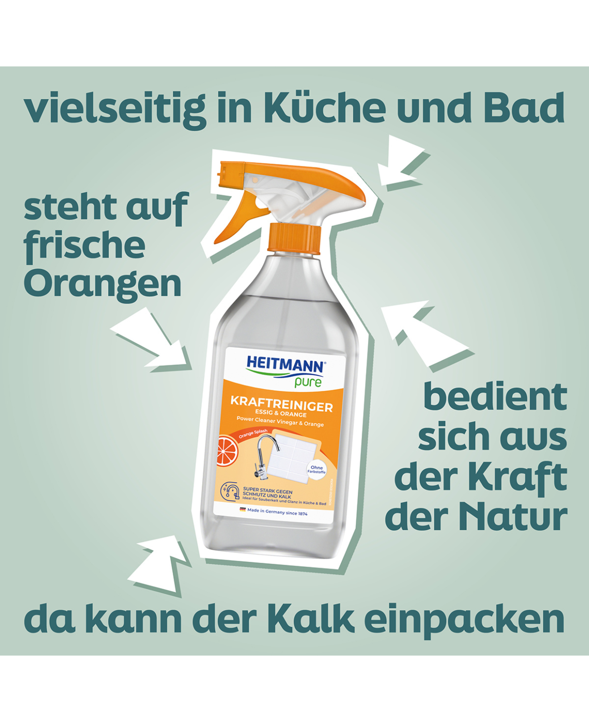 HEITMANN pure Kraftreiniger Essig & Orange 500 ml