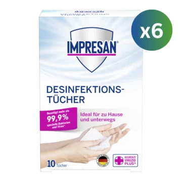 IMPRESAN Desinfektionstücher 10 Stück. 6er Pack