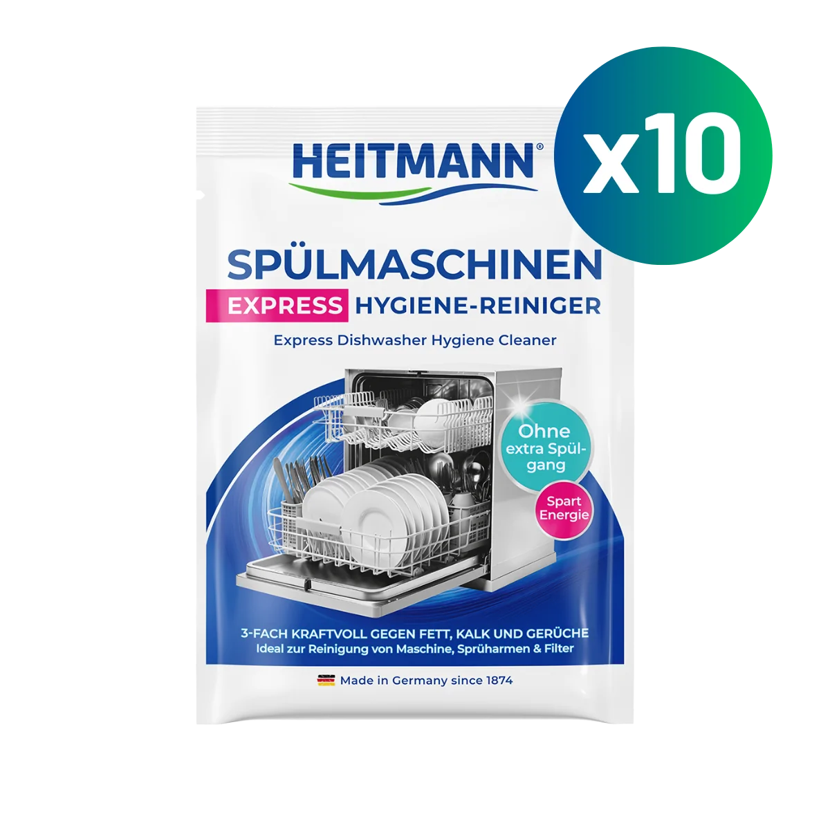 HEITMANN Express Spülmaschinen Hygiene-Reiniger 10er Pack
